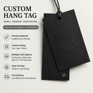 Custom Matte Black Garment Hang Tags Eco Friendly Paper Price Labels Durable Clothing Swing Tags Custom Shape Brand Logo