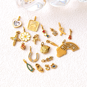 Colección de Dijes Románticos para la Creación de Joyas |   Acero Inoxidable Chapado en Oro de 18K PVD: Arcoíris del <span class=keywords><strong>Amor</strong></span>, Palmera, Zapatilla de Ballet - Product Image 3