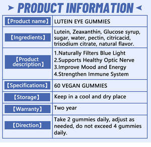 Gomitas de Vitaminas para el Cuidado de los Ojos para Adultos, Suplemento de Luteína y Zeaxantina, Protección contra la Luz Azul, Salud Visual y Macular, 60 Unidades - Product Image 2