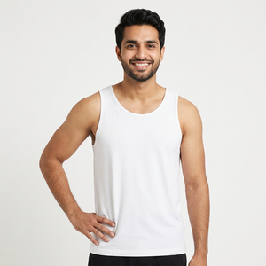 Camiseta sin Mangas de Algodón a Precio Competitivo, Duradera, Cómoda, Corte Regular, Camiseta Deportiva para Hombre, 95% Algodón, 5% Elastano, Ropa para Hombre - Product Image 1