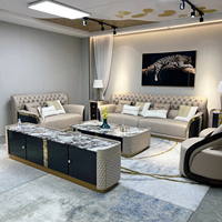 Ensemble de canapés sectionnels en cuir haut de gamme de luxe moderne avec coin, garnissage en éponge, pour usage intérieur, salon et salle à manger