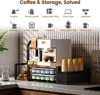 Support à capsules de café en bois moderne, personnalisable en usine, avec tiroir pour K-Cup, rangement coulissant à 2 niveaux et rangement sur plan de travail