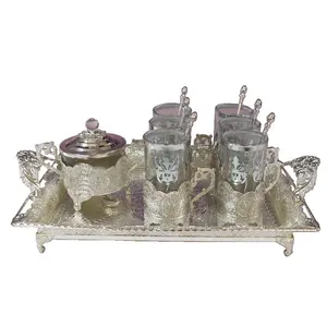 Vaisselle de fête du Ramadan ensemble de tasses à thé en forme de fleur avec porte-gobelet en cristal sucrier ensemble de <span class=keywords><strong>kawa</strong></span> - Product Image 1
