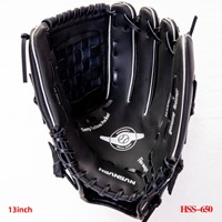 Gant de softball noir en gros, 13 pouces, pour adulte, avec poche profonde, en cuir de vachette renforcé, pour l'extérieur, gants de baseball
