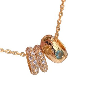 Collier rétro en pierres arc-en-ciel entièrement serties de diamants, chaîne élégante pour clavicule, style artistique unisexe, bijoux plaqués or - Product Image 5