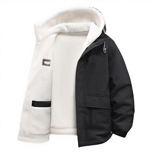 Winter Fashion Trend <b>Thick</b> <b>Fleece</b> Warm Hooded <b>Jacket</b> Men's Casual Loose Sports Plus Large Size High Quality Zipper Breathable - Product Image 3