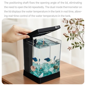 אקווריום אקרילי קטן למכירה סיטונאית מבית YEe, כולל תצוגת טמפרטורה ומסנן. - Product Image 5