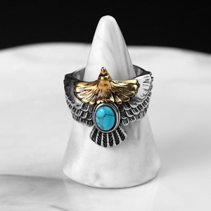 Juego de Joyería con Diseño de Águila para Hombre, Anillos de Turquesa con Motivos Animales, Venta Directa de Fábrica a Precio de Mayoreo - Product Image 3