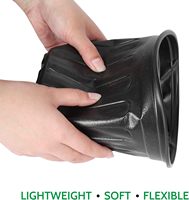 Pot pembibitan hitam untuk tanaman pot galon plastik dengan lubang drainase dan piring untuk tanaman berkebun, bunga, sayuran