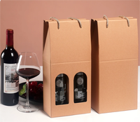 Boîte en carton ondulé rigide, écologique, résistante et recyclable, avec compartiments pour deux bouteilles de vin