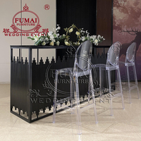 Meubles pour événements et banquets, comptoir de bar en acier noir moderne pour bar à domicile et événements hôteliers