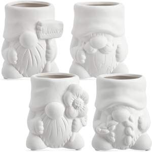 Plantadores de gnomos de jardín de cerámica pintables con creaciones brillantes - Product Image 6