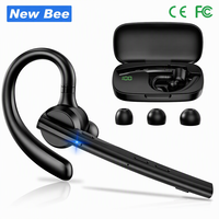 Écouteur sans fil Bluetooth à crochet d'oreille unique, vente en gros, avec étui de chargement pour la conduite longue distance