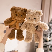 Boneka Beruang Teddy Berbulu Lembut, Boneka Beruang Duduk dengan Dasi Kupu-kupu, Hiasan Tag Beruang untuk Hadiah Ulang Tahun Anak-anak di Hari Valentine