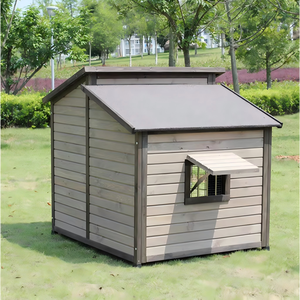Nichoir pour chien en bois gris clair, moderne et écologique, abri extérieur pour <span class=keywords><strong>animaux</strong></span> de compagnie, pour grandes races, durable, résistant aux intempéries, amovible - Product Image 3