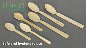 أواني من الخيرزان صديقة للبيئة بشعار مخصص طقم أدوات مائدة للسفر محمول خالي من النفايات طقم أدوات مائدة خارجية - Product Image 5