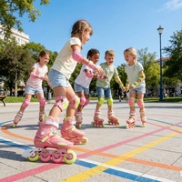 Patins à roulettes ajustables pour filles débutantes, patins à roulettes mignons de couleur violette et rose pour la pratique du patinage en plein air