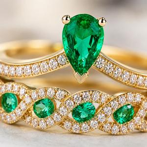 Set di anelli con corona verde per donna, anello da dito minimalista alla moda - Product Image 4