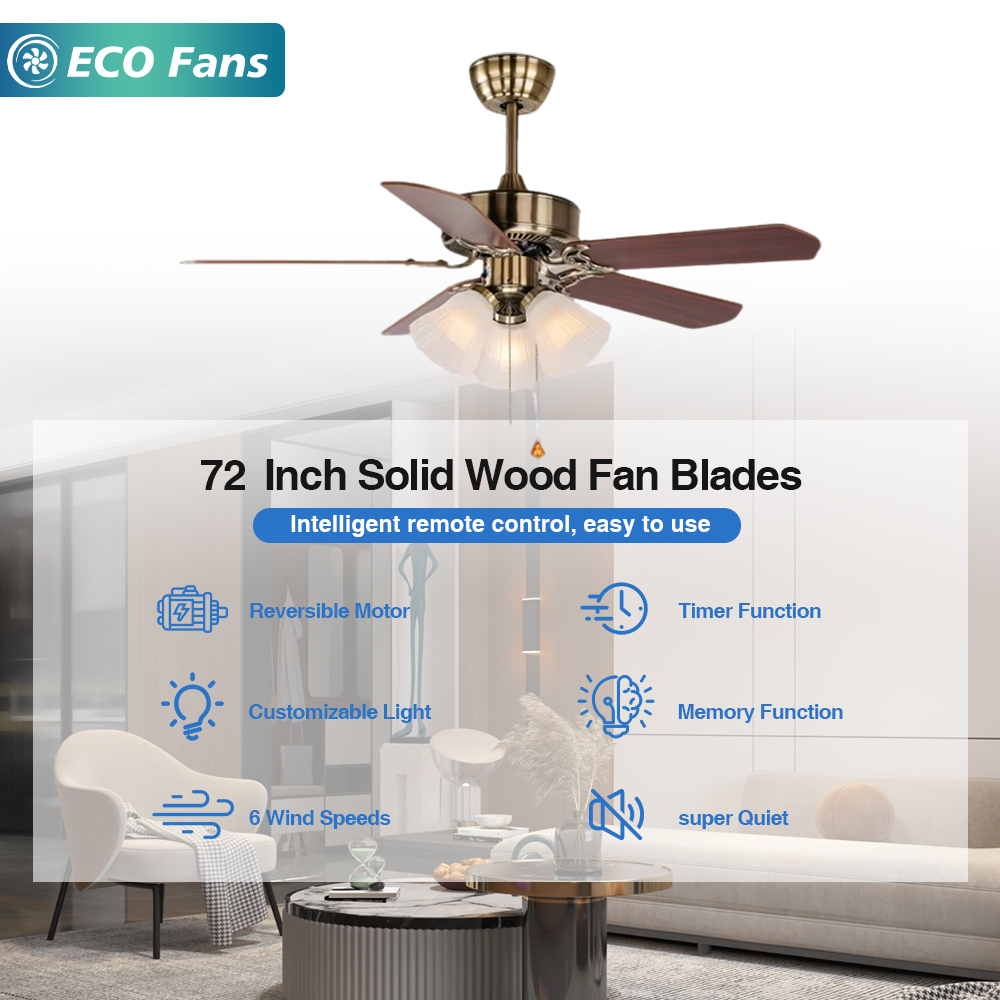 72'' Modern LED Ceiling Fan Light 5 Blades High Wind Speed Metal Body