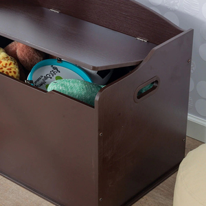 Espresso Wooden Storage Bench <b>Toy</b> Chest with Safety Hinge Lid, Large Capacity Children <b>Organizer</b> Cabinet toybox - Product Image 5