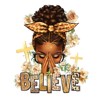 Autocollants thermocollants en vinyle avec logo 'Believe Praying Afro Christian Black Woman' pour T-shirts