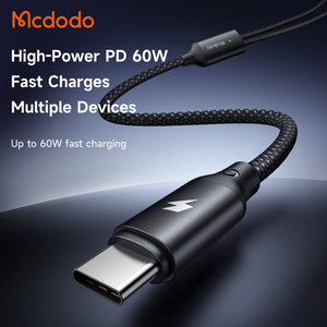 Mcdodo 421 Hai-Trong Một 1.2 Meter 60 Watts USB C Để USB C + 2.5W Sạc Không Dây Cáp Đối Với Samsung Galaxy Đồng Hồ Kim Loại/Nylon - Product Image 4