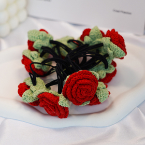 Bán Buôn <span class=keywords><strong>Handmade</strong></span> Đa Đầu Crochet Dệt Kim Hoa Hồng Lá Nhà Bảng Trang Trí Nhân Tạo Hoa Valentine Của Ngày Phục Sinh - Product Image 2