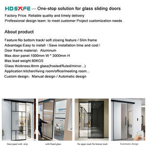 HDSAFE 슬라이딩 롤러 도어 상단 트랙 없음 하단 트랙 없음 인테리어 슬라이딩 유리 도어 아파트 소프트 클로징 미러 슬라이딩 도어 - Product Image 4