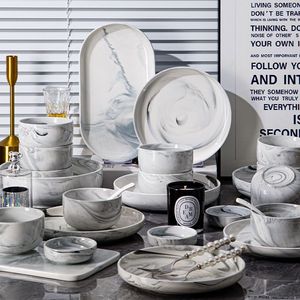 Manufacturer Wholesale Customizable Grey Stoneware Dinnerware <b>Set</b> Modern Minimalist Nordic Style Eco-Friendly Oven Safe - Product Image 1