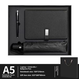 Paraguas Corporativo de Lujo, Cuaderno A5 de Tapa Dura de Cuero PU, Logotipo Personalizado Bordado, Caja de Regalo, Artículos para Reuniones, Set de Regalo con Bolígrafo - Product Image 2