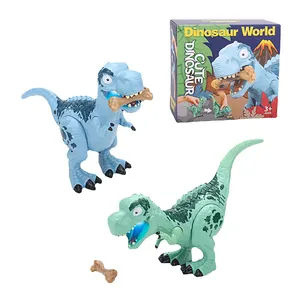 Model hewan mainan elektrik dinosaurus Velociraptor realistis keliling dengan lampu LED mainan robotik untuk anak-anak