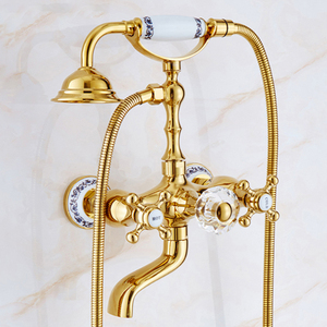 Grifo de Pared Dorado de Lujo para Bañera con Rociador de Mano HD-408 - Product Image 3