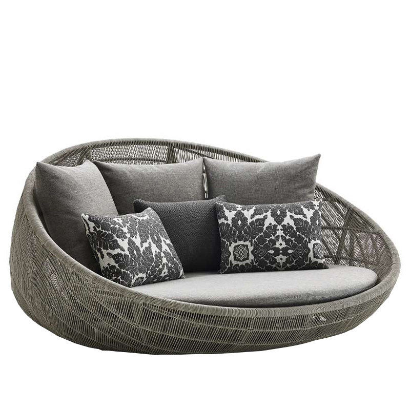 Уличная мебель Daybed, водонепроницаемая круглая подвесная кровать, садовая Подсолнечная кровать из ротанга, уличный диван