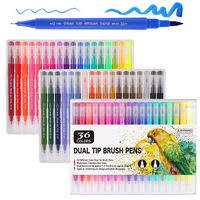 M06 Meilleures ventes 12, 24, 36, 48, 100 pièces Marqueurs à pointe sèche, stylos de couleur, marqueurs double pointe imperméables, feutres fins pour calligraphie