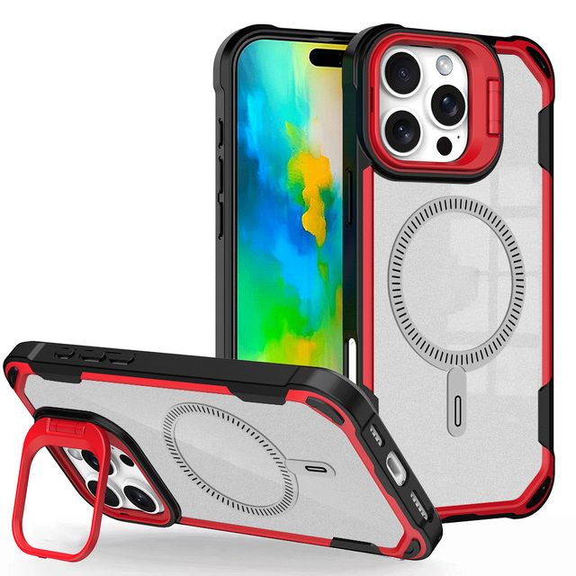 Lens Kickstand Holder Transparent Phone Case for Iphone 16 Pro Max Magnetic Invisible Stand Phone Cover for iPhone 14 15 16