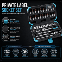 Assortiment universel de douilles et embouts 32/37/46 pièces, douilles en chrome vanadium, embouts S2, clé à cliquet, coffret certifié CE, poignée confortable