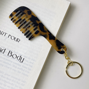 Logo Travel Cute Women Eco-Friendly Durable Zinc Alloy Tortoise <b>Shell</b> Marble Acrylic Wide Tooth Mini Pendant Keychain Pocket - Product Image 4