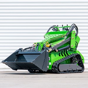 Mini-chargeuse compacte sur chenilles en caoutchouc vert, capacité de charge 480 kg, idéale pour la construction agricole, certifiée CE - Product Image 1
