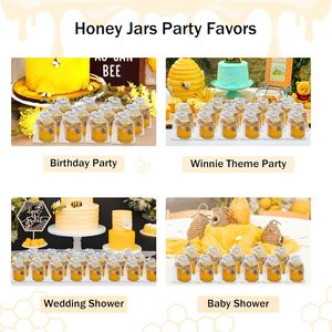Tarros de miel, hexagonales de vidrio de 3 oz con cucharas dosificadoras |   Frascos Pequeños de Miel para Recuerdos, Regalos para Baby Shower y Bodas - Product Image 5