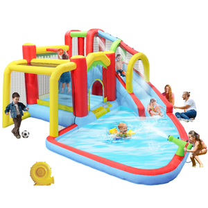 Entrepôt USA - Édition Été 2026 - Grande Vente : Toboggan aquatique à double piste pour divertissement extérieur à domicile, entraînement physique et sécurité - Product Image 1