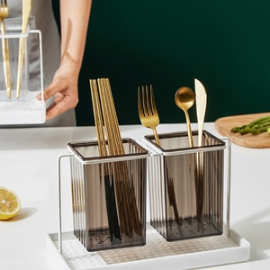 Support mural de rangement pour baguettes et cuillères, en plastique, avec égouttoir, style luxe léger, pour cuisine domestique et restaurant - Product Image 5