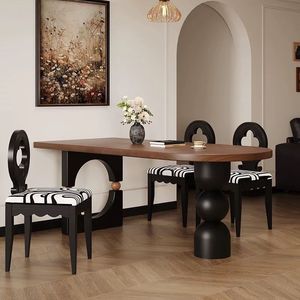 French Retro <b>Solid</b> <b>Wood</b> Oval Dining <b>Table</b> Black Antique Style Stable Dining Room Furniture - Product Image 5