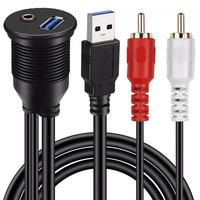Arnés de Cables para Tablero de Motocicleta y Automóvil con Soporte, USB 3.0, RCA de 3.5mm, Cable Impermeable para Equipos de Audio de Automóvil