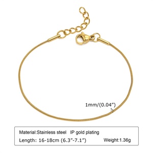 Bracelet Chaîne Serpent en Acier Inoxydable Plaqué Or Style Ins Simple et Tendance - Product Image 5