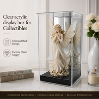Vitrine de présentation en acrylique avec dos miroir, boîte de rangement, support organisateur pour figurines, modèles de poupées et jouets à domicile