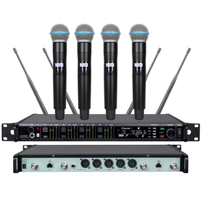 AD4Q 4 Channel Digital <b>Wireless</b> <b>Microphone</b> System Professional Karaoke Singing Church Performance Audio UHF <b>Microphone</b> - Product Image 4