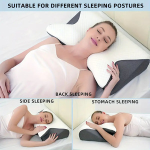 Butterfly-shaped Memory Foam <b>Pillow</b> Medium Firmness Neck Support Side Sleeping <b>Pillow</b> 60x33x7cm White-gray - Product Image 3
