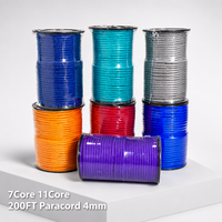 Cordon de parachute en nylon 4MM, 200FT, 10 couleurs, Paracord 4MM 750LB Type IV, Paracord 4MM 550LB Type III pour la randonnée, le camping et l'artisanat