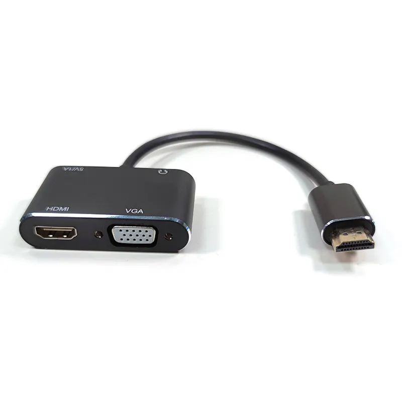 Adaptor HDMI laki-laki ke VGA HDMI perempuan, konverter HDMI ke VGA dua dalam satu dengan audio