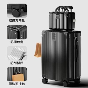 Retro Style Suitcase Spinner <b>Wheel</b> Solid Color Water Resistant <b>With</b> <b>Lock</b> Unisex Travel Luggage Large Capacity Spring 2024 - Product Image 5